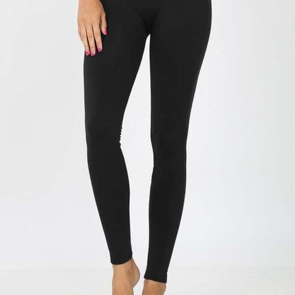NEW! Fleece-Lined High-Waist Tummy Control Leggings in Black - Picture 1 of 4